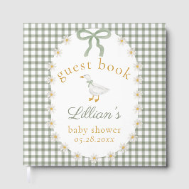 Silly Goose Green Gingham Cottagecore Baby Shower  ゲストブック