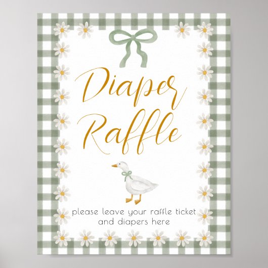 Silly Goose Green Gingham Floral Diaper Raffle ポスター (正面)