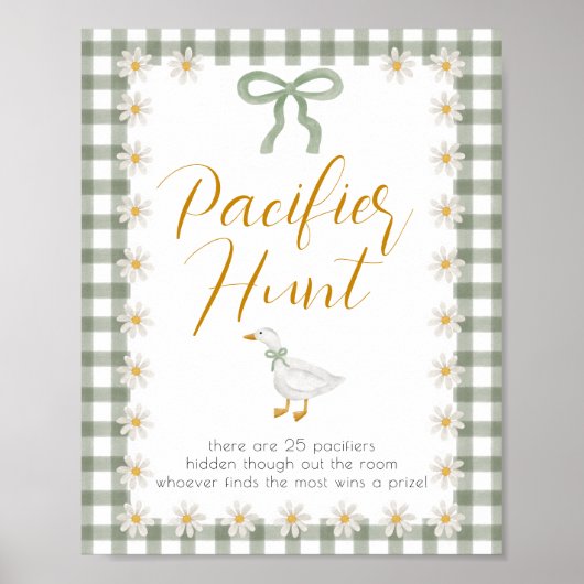 Silly Goose Green Gingham Pacifier Hunt Game ポスター (正面)