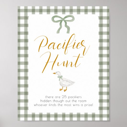 Silly Goose Green Gingham Pacifier Hunt Game ポスター (正面)