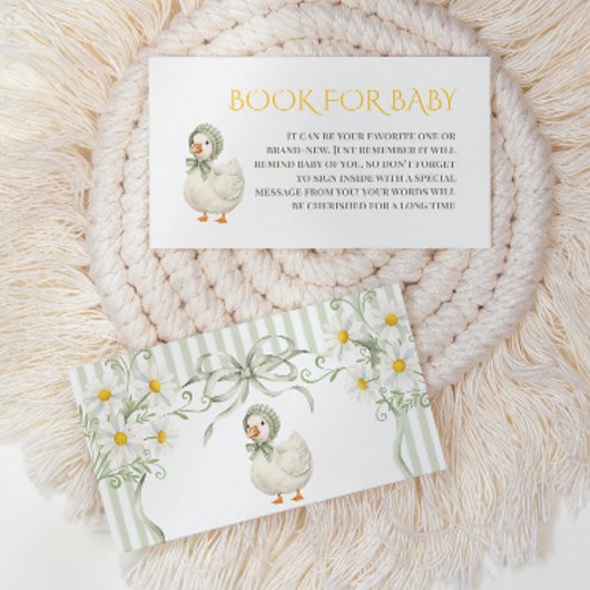 Silly Goose Green Neutral Book For Baby Shower エンクロージャーカード