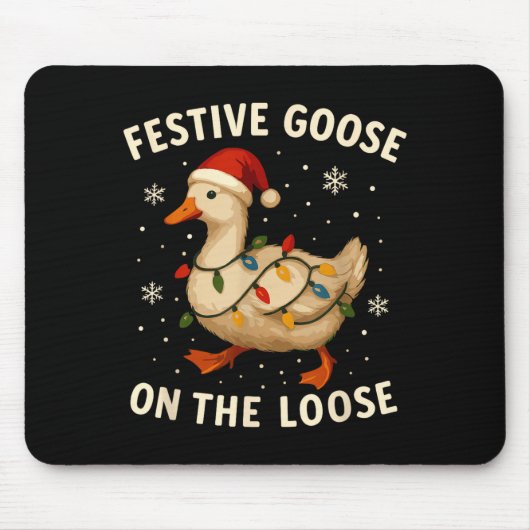 Silly Goose Holiday Christmas Festive Goose On The マウスパッド (正面)