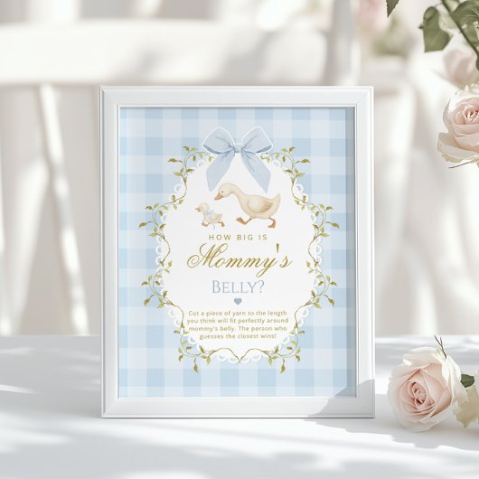 Silly Goose How big is belly Blue Gingham ポスター