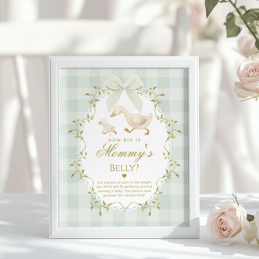 Silly Goose How big is her belly Sage Gingham ポスター