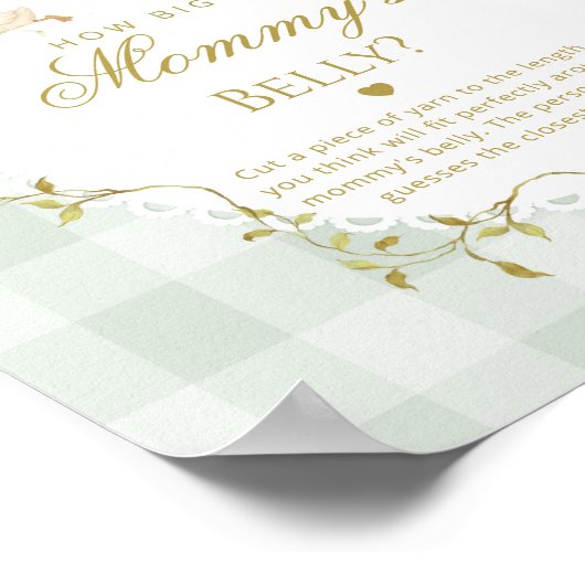 Silly Goose How big is her belly Sage Gingham ポスター (角)