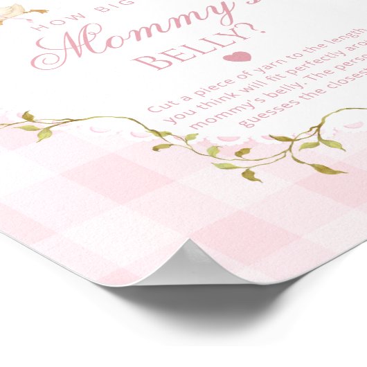 Silly Goose How big is mommys belly Pink Gingham ポスター (角)