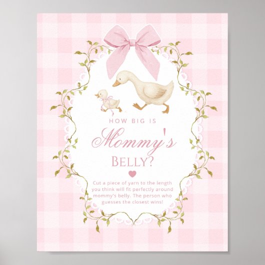 Silly Goose How big is mommys belly Pink Gingham ポスター (正面)