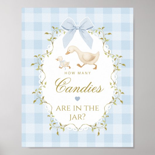 Silly Goose How many candies Blue Gingham ポスター (正面)