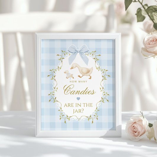 Silly Goose How many candies Blue Gingham ポスター