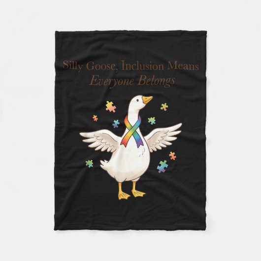 Silly Goose Inclusion Autism Awareness Everyone フリースブランケット (正面)