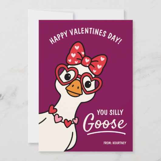 Silly Goose Kids Classroom Valentines Day ノートカード (正面)