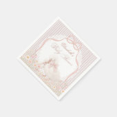 Silly Goose Lace Wildflower Pink Baby Shower スタンダードカクテルナプキン (角)