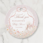Silly Goose Lace Wildflower Pink Baby Shower フェイバータグ (正面)