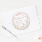 Silly Goose Lace Wildflower Pink Baby Shower ラウンドシール (封筒)