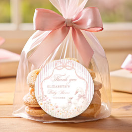 Silly Goose Lace Wildflower Pink Baby Shower ラウンドシール