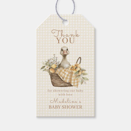 Silly Goose Lemon Baby Shower Thank You ギフトタグ (正面)