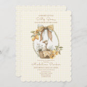 Silly Goose Lemon Watercolor Baby Shower 招待状 (正面/裏面)