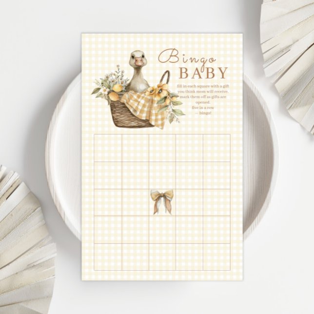 Silly Goose Lemon Watercolor Baby Shower Bingo (クリエイターアップロード済み)