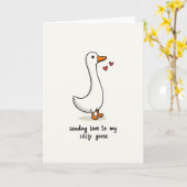 Silly Goose Love Card カード (黄色い花)