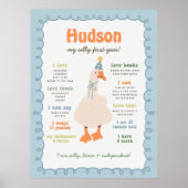 Silly Goose Milestone Board, Printable One Silly ポスター (正面)