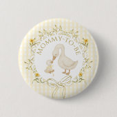 Silly Goose Mommy to be Yellow Gingham Baby Shower 缶バッジ (正面)