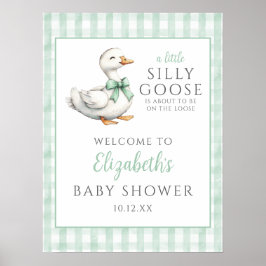 Silly Goose Neutral Baby Shower Welcome Sign ポスター