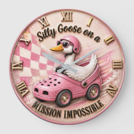 Silly Goose on a Mission Impossible Funny Goose ラージ壁時計