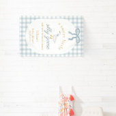 Silly Goose On The Loose Blue Gingham Baby Shower 横断幕 (インサイチュ)