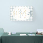 Silly Goose On The Loose Blue Gingham Baby Shower 横断幕 (トレードショー)