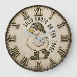 Silly Goose On The Loose Funny Duc ラージ壁時計