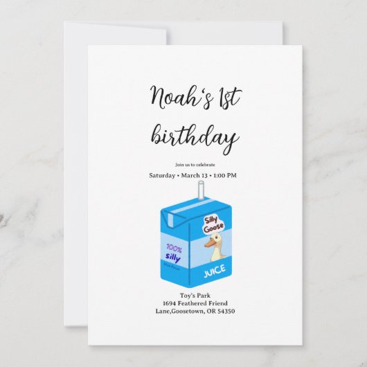 Silly goose party blue 招待状 (正面)