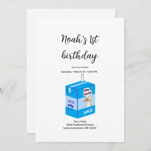 Silly goose party blue 招待状 (正面/裏面)