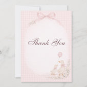 Silly Goose Pink Baby Shower サンキューカード (正面)