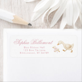 Silly Goose Pink Baby Shower Return Address ラベル
