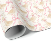 Silly goose pink bow baby shower party ラッピングペーパー (ロールコーナー)