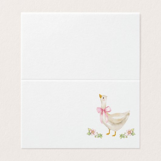 Silly Goose Pink Bow Baby Shower Place Cards (外部フラット)