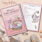 Silly Goose Pink Bow Birthday Time Capsule Game 招待状
