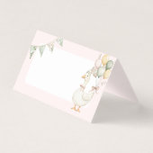 Silly Goose Pink floral Birthday party place card (正面)