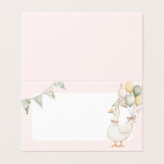 Silly Goose Pink floral Birthday party place card (外部フラット)