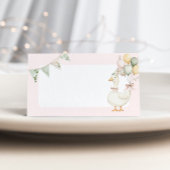 Silly Goose Pink floral Birthday party place card