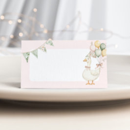 Silly Goose Pink floral Birthday party place card
