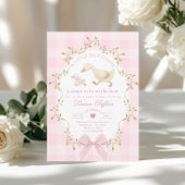 Silly Goose Pink Gingham Baby girl Shower 招待状