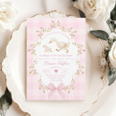 Silly Goose Pink Gingham Baby girl Shower 招待状