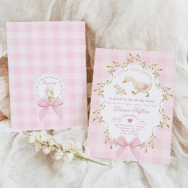 Silly Goose Pink Gingham Baby girl Shower 招待状