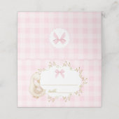 Silly Goose Pink Gingham baby shower プレイスカード (外部開封)