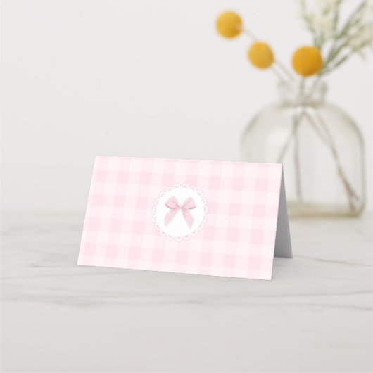 Silly Goose Pink Gingham baby shower プレイスカード (裏面)