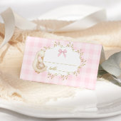 Silly Goose Pink Gingham baby shower プレイスカード