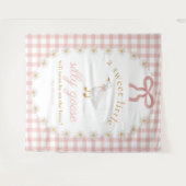 Silly Goose Pink Gingham Baby Shower Backdrop タペストリー (正面(横))
