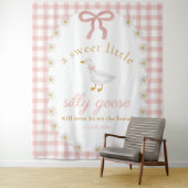 Silly Goose Pink Gingham Baby Shower Backdrop タペストリー (インサイチュ)