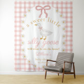 Silly Goose Pink Gingham Baby Shower Backdrop タペストリー (インサイチュ)